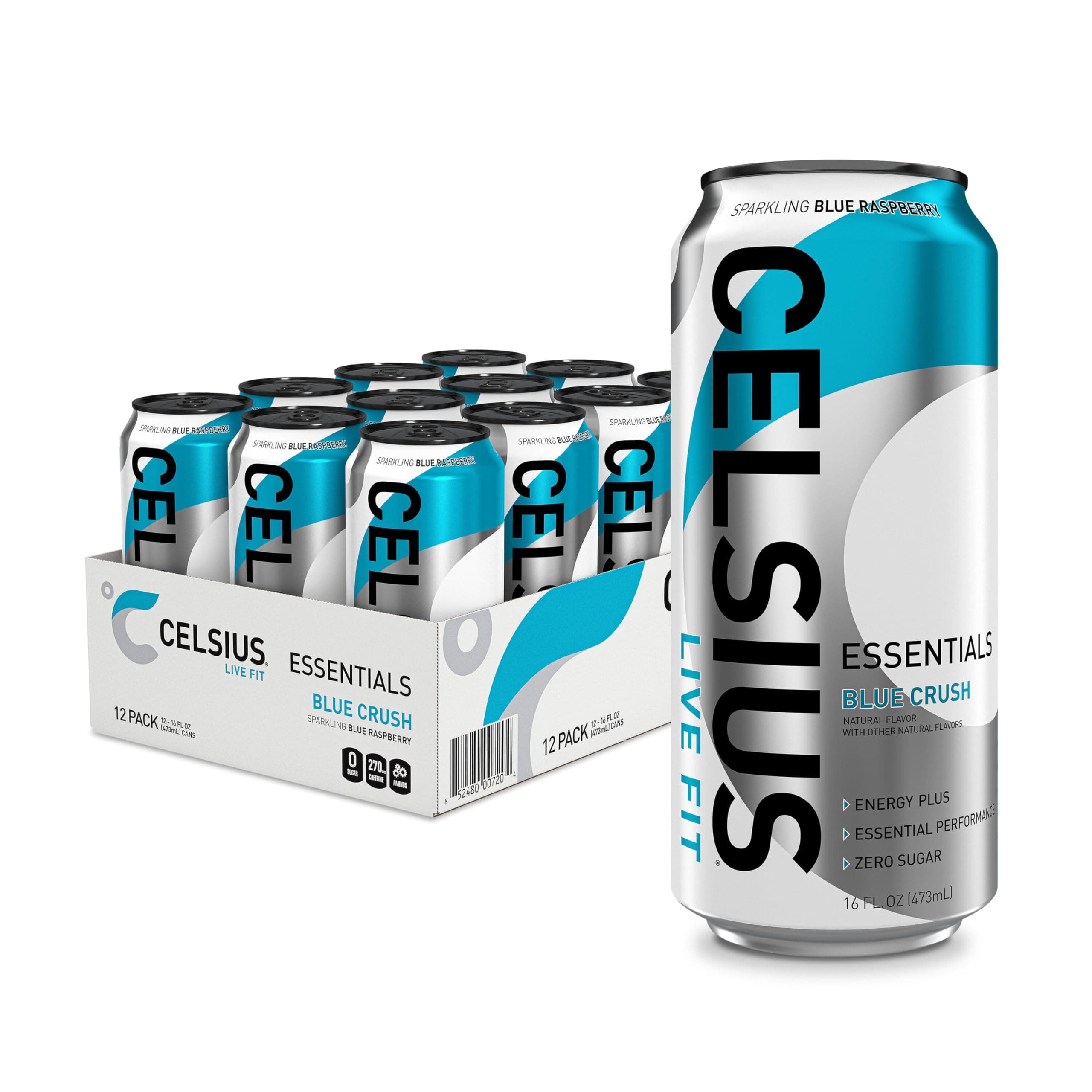 ESSENTIALS™ Sparkling Blue Crush, Sugar Free Performance Energy Drink, 16 Fl Oz (Pack of 12)