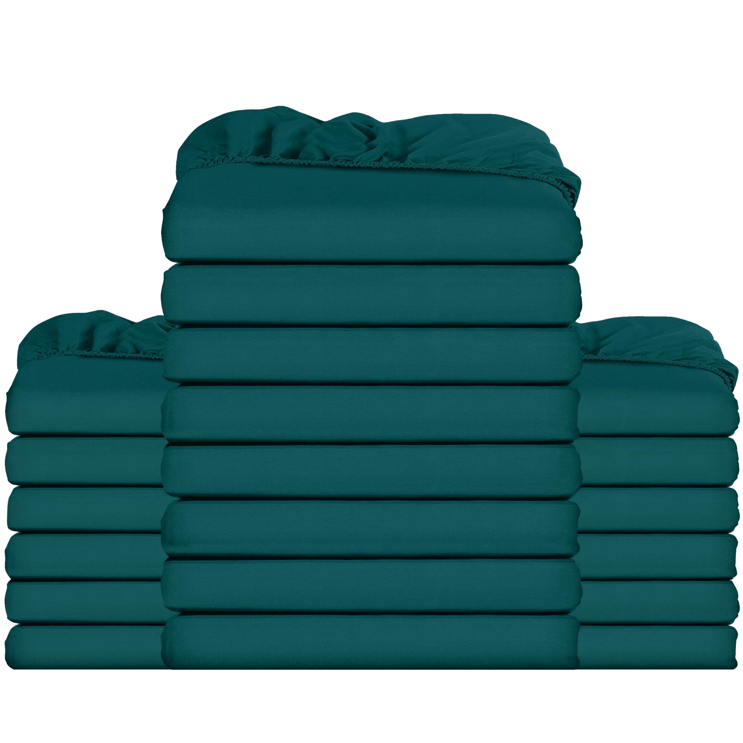 Utopia Bedding Fitted Sheet Bulk Pack of 20 Pieces - King, Teal - Deep Pocket - Easy Care Soft Brushed Microfibre Fabric - Shrinkage and Fade Resistant - Bottom Sheet