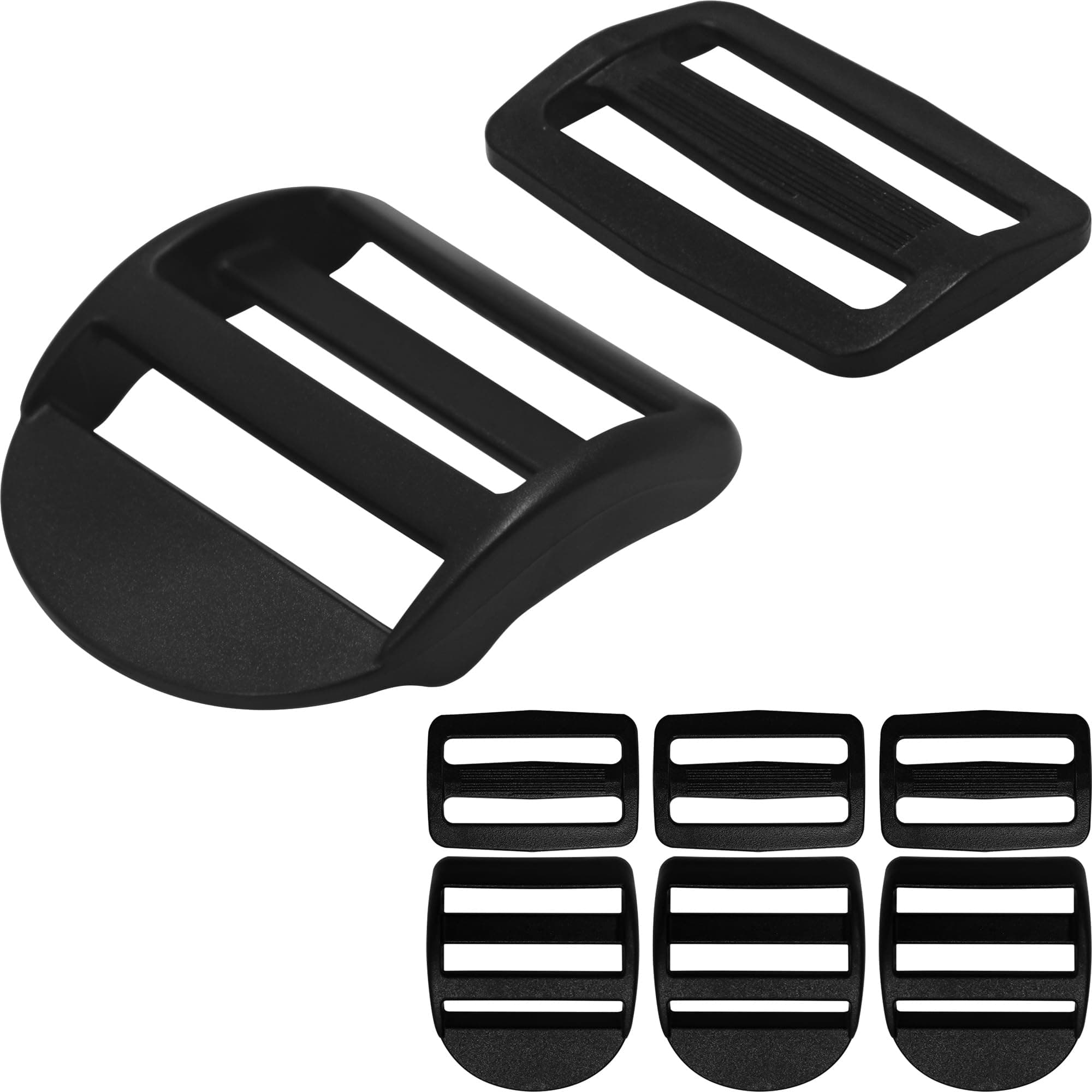 4 Pack Slider Ladder Lock Buckle and Tri-glide Slide for 3/4", 1", 1-1/4", 1-1/2", 2" Webbing Strap