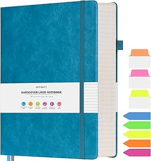 College Ruled Notebook, Large A4 Hardcover Leather Journal, 312 Numbered Pages Writing Journal, 100gsm No Bleed Paper, Lined Journal Notebook for Women Men School Office, 8.5''×11'', Blue