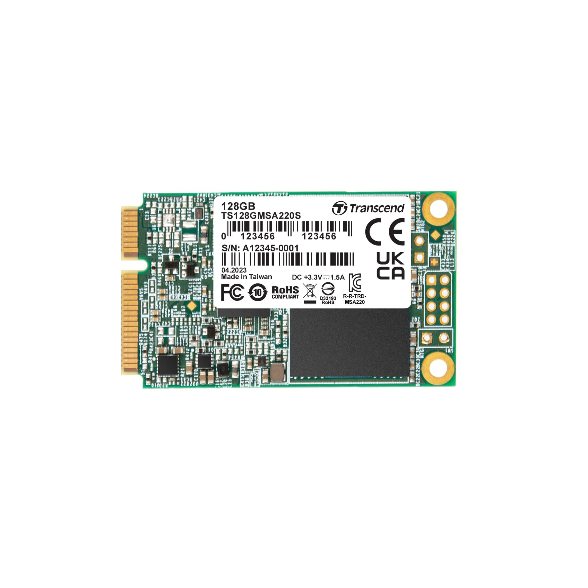 Transcend SSD 128GB MSA220S mSATA 3D NAND, SATA3