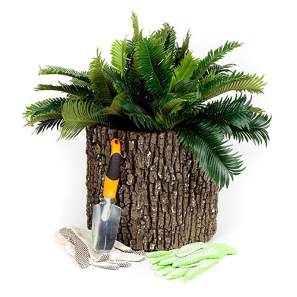 Surreal V-3 Real Vertical Log Planter, Large, Oak