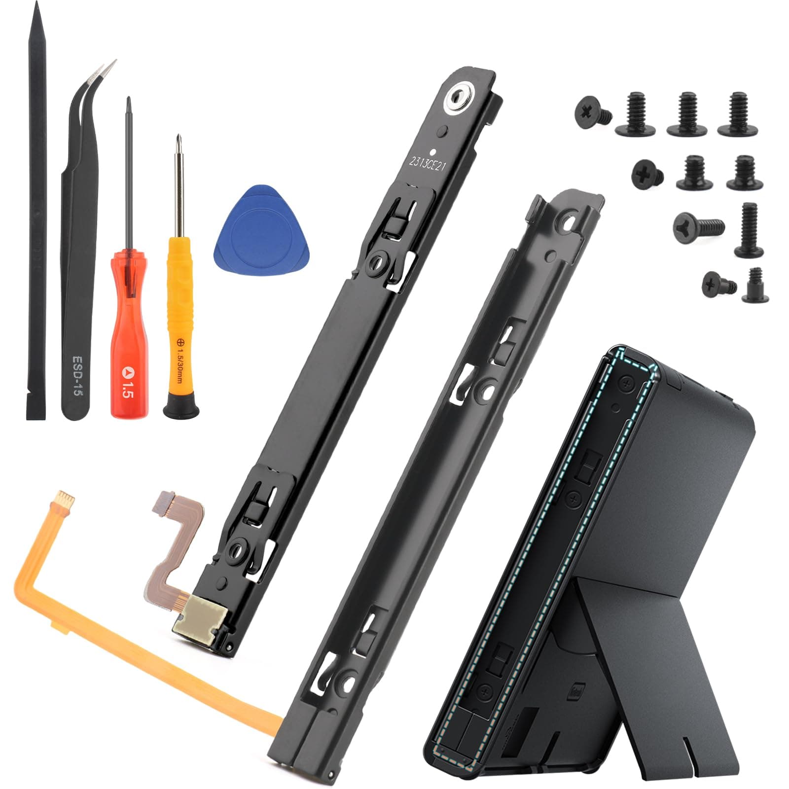 Left and Right Slide Rail for Nintendo Switch OLED Console Slide Rail Bar Replacement with Sensor Flex Cable for NS Nintendo Switch OLED Console Rebuild Track Accessories Repair Parts(with Screws)