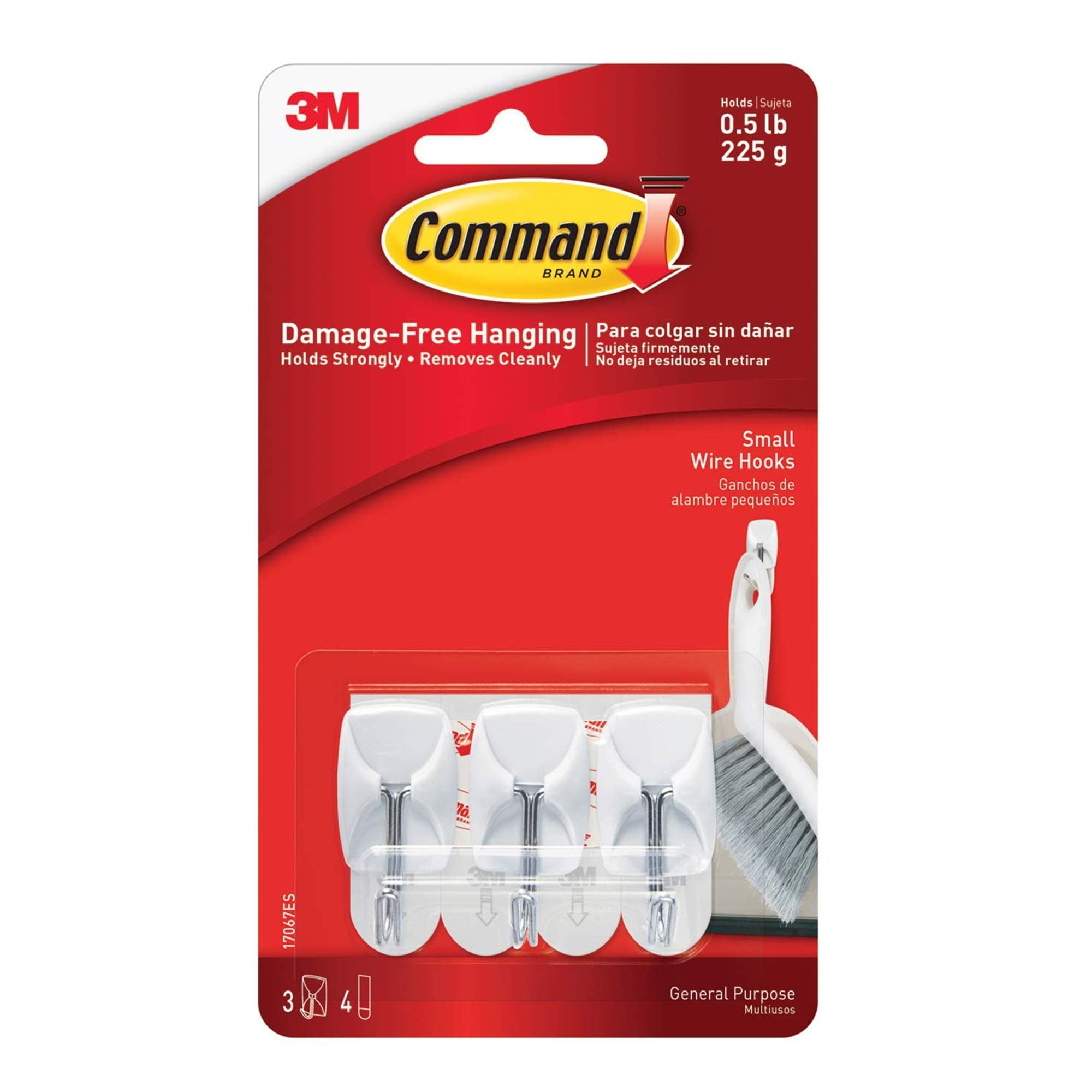 Command Small Plastic Wire Hook (White, 3 Hooks and 4 Strips)