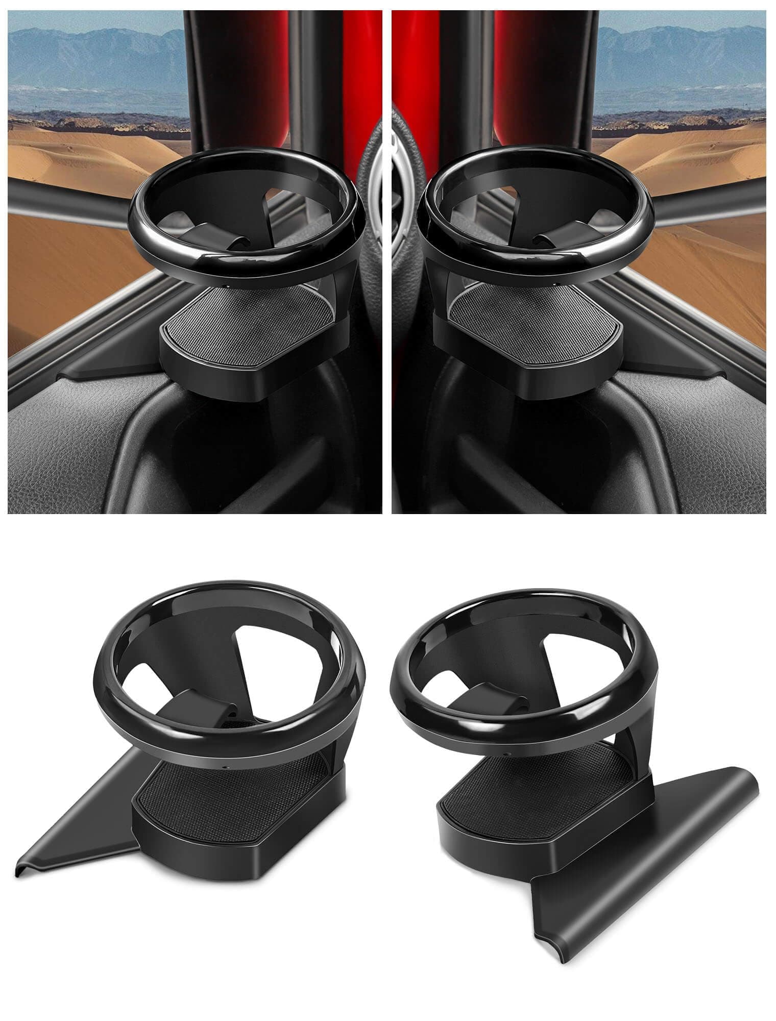 Savadicar Front Door Cup Holder Compatible with 2011-2018 Jeep Wrangler JK JKU, Supports Cup & Bottles Up to 30 oz Size, Extension Accessories for Jeep Door, 2 PCs