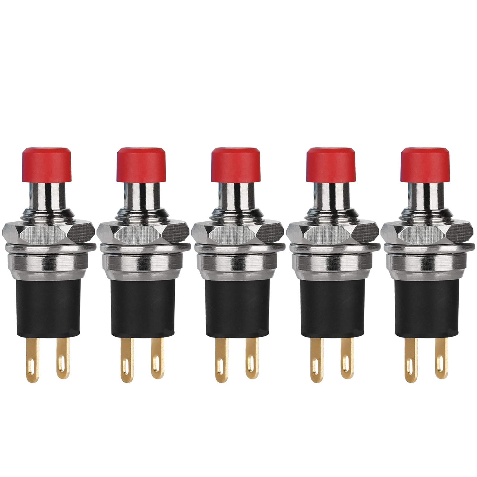 5Pcs Self-Locking SPST Latching Type Dash ON/Off Red Push Button Switch AC 250V/3A