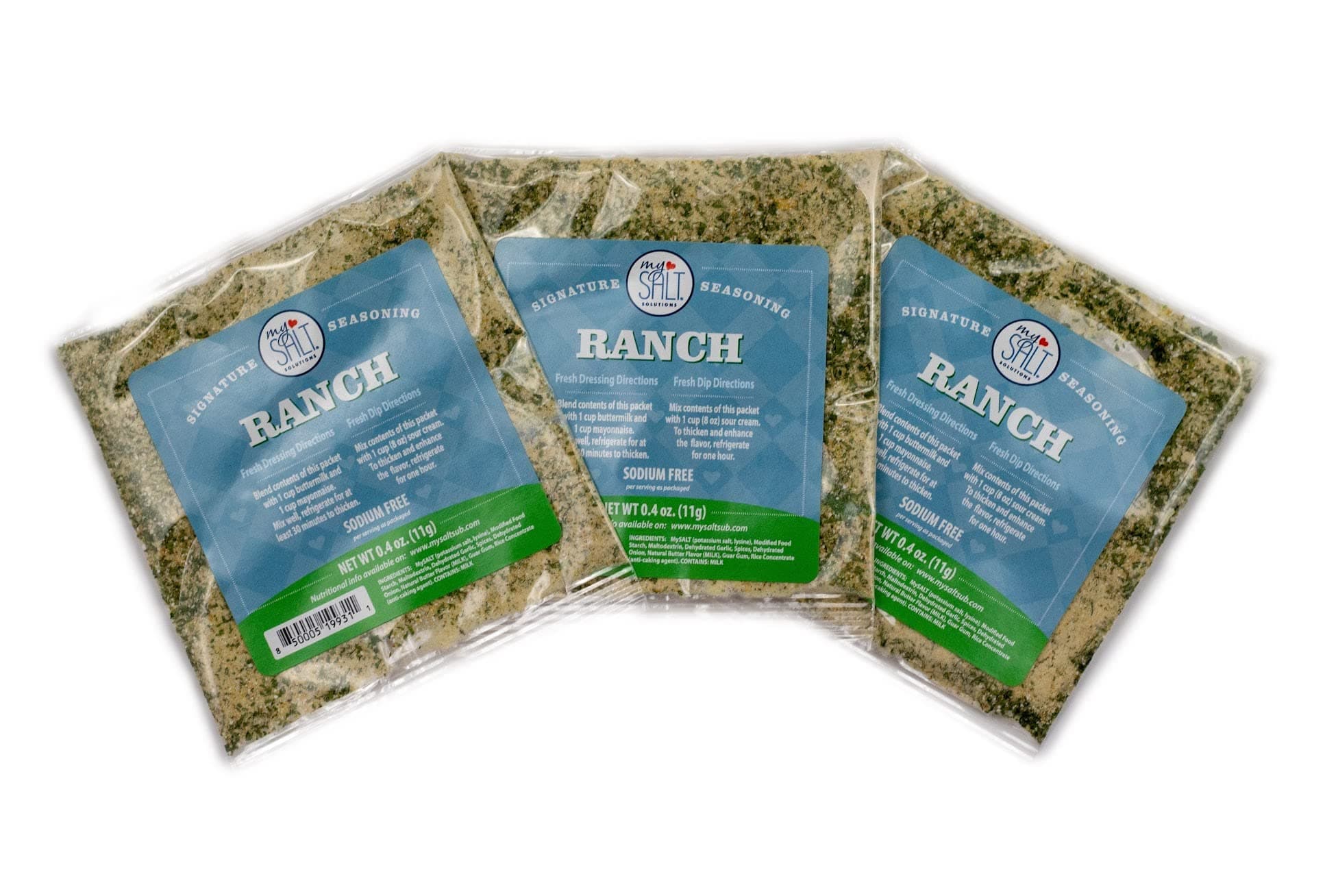 MySALT Ranch Dressing Mix – 3 Pack – Sodium-Free Restaurant-Style Ranch Seasoning Packets – Just Add Buttermilk & Mayo – Low Sodium Dip or Dressing