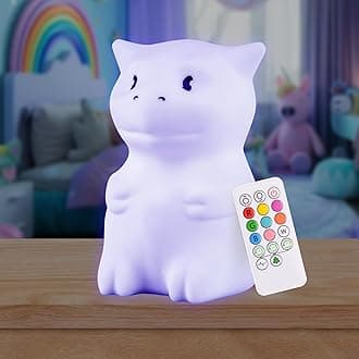 LED Nursery Night Lights for Kids: LumiPets Cute Animal Silicone Baby Night Light with Touch Sensor - Portable and Rechargeable Infant or Toddler Color Changing Bright Nightlight (Dragon, Original)
