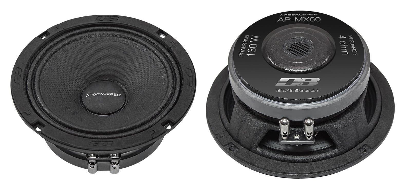 AP-MX60 6.5" Black Mid-range Speakers (Pair), 130W, 4 Ohm, Waterproof, Surround Sound, Wall Mount, 5.1 Channel, Home Theater, Black