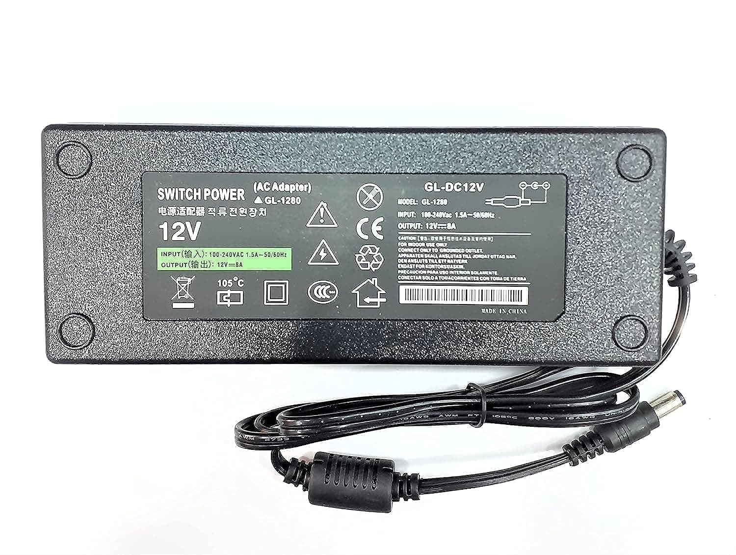 12V 8A Power Supply Adapter,12V 8A Switching Adapter AC to DC Converter, AC/DC Transformer for LED Strip Lights, CCTV Camera, 3D Scanner