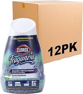 Clorox Fraganzia Gel Air Freshener Cone, Adjustable Odor Eliminating Gel with Lavender and Eucalyptus Scent for Home, Bathroom, Office, Small Spaces, Long Lasting No Battery Freshener, 6 Oz - 12 Pack