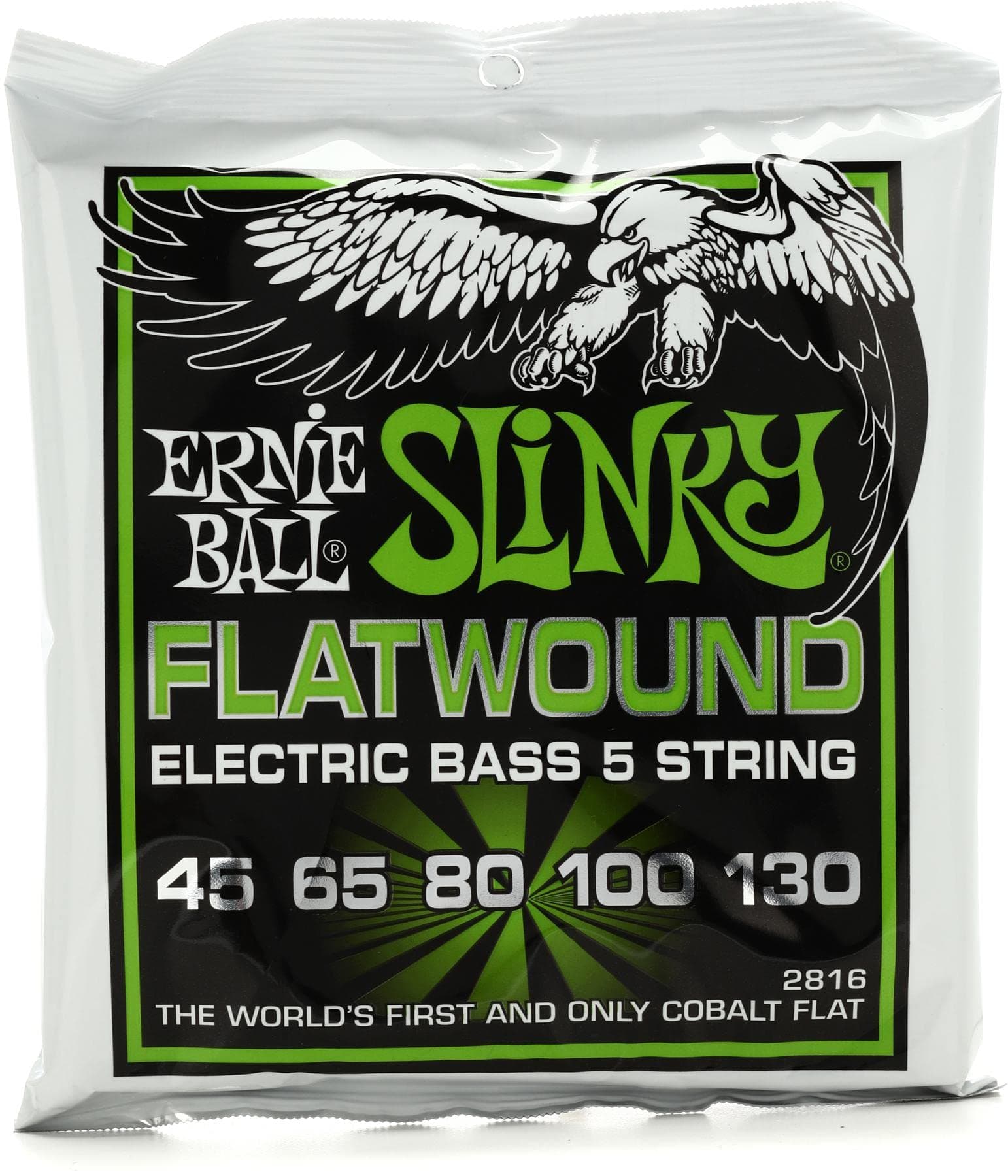 5-String Regular Slinky Flatwound Bass Guitar Strings, 45-130 Gauge (P02816)