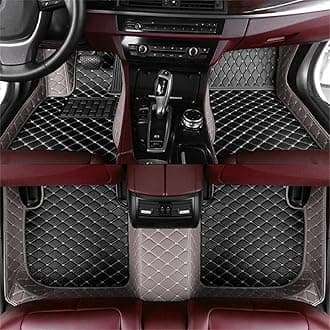 Custom Car Mat Fit for 98.99% Car Models Waterproof Full Coverage All Weather Protection Leather Car Floor Mats (Black+Gray)