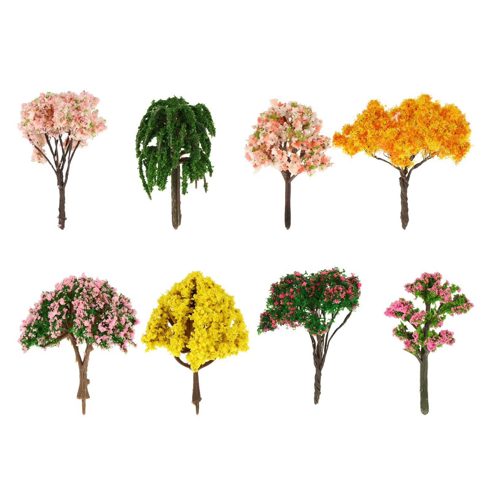 SEWACC Simulated Cherry Blossom Trees Miniature Diy Craft Decorations Plastic Model Landscape Ornaments for Home Desk Living Room Kitchen Display