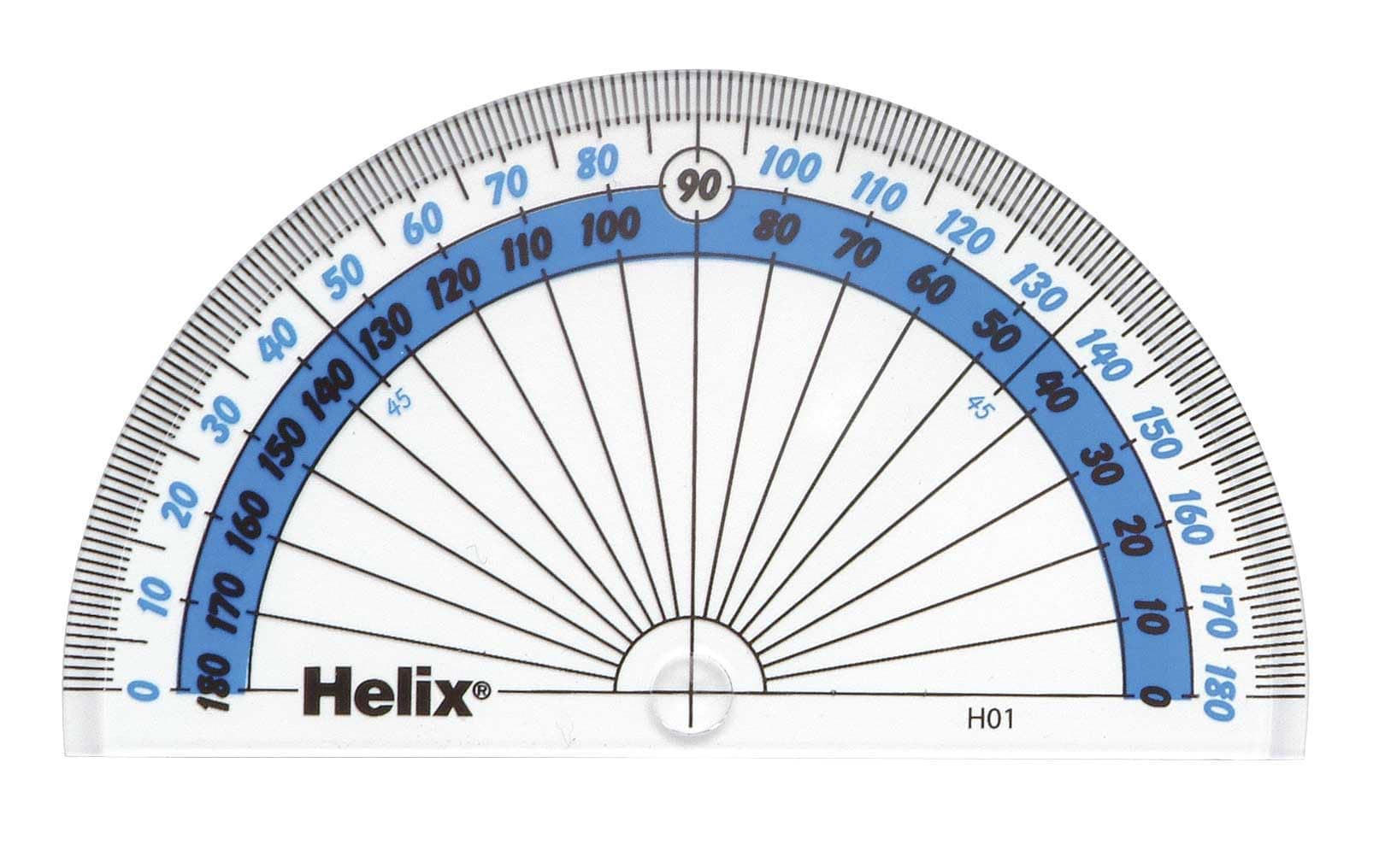 Helix 10cm 180 Degree Clear Protractor H01010