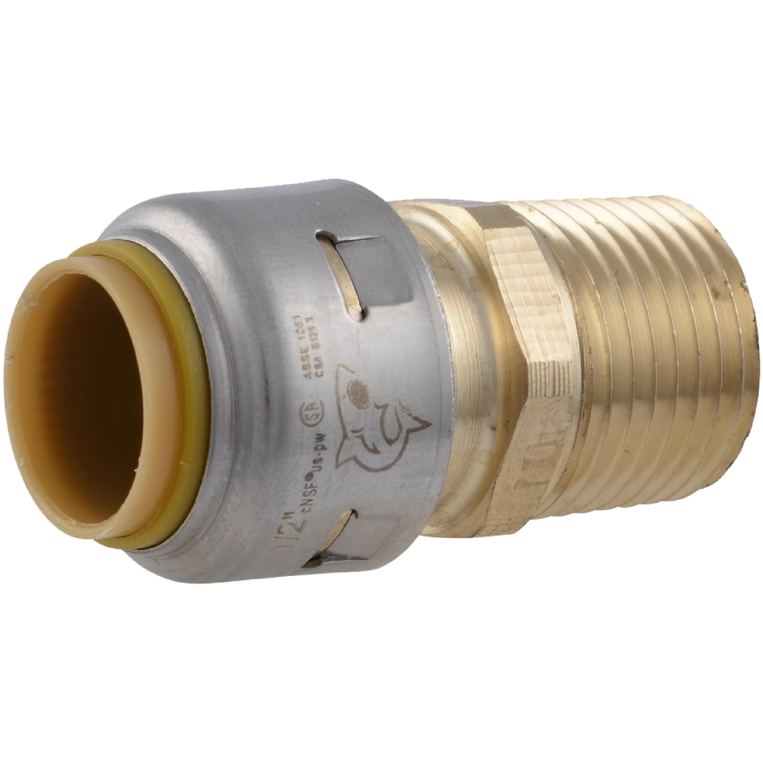 SharkBite Max 1/2 Inch MNPT Adapter, Push to Connect Brass Plumbing Fitting, PEX Pipe, Copper, CPVC, PE-RT, HDPE, UR120A