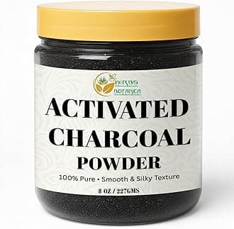 Herbs Botanica Activated Charcoal Powder Food Grade Natural Detoxifier for Digestive Health, Teeth Whitening, Face Masks, Natural Detoxification and Bug Bite Relief 8 oz / 227 GMS