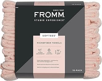 Fromm Softees Microfiber Salon Hair Towels - Fast Drying Towel Use at Home, Spa, Barber - 16" x 29" - Extra Durable and Absorbent - Pink, 45033, 10 Count (pack of 1)