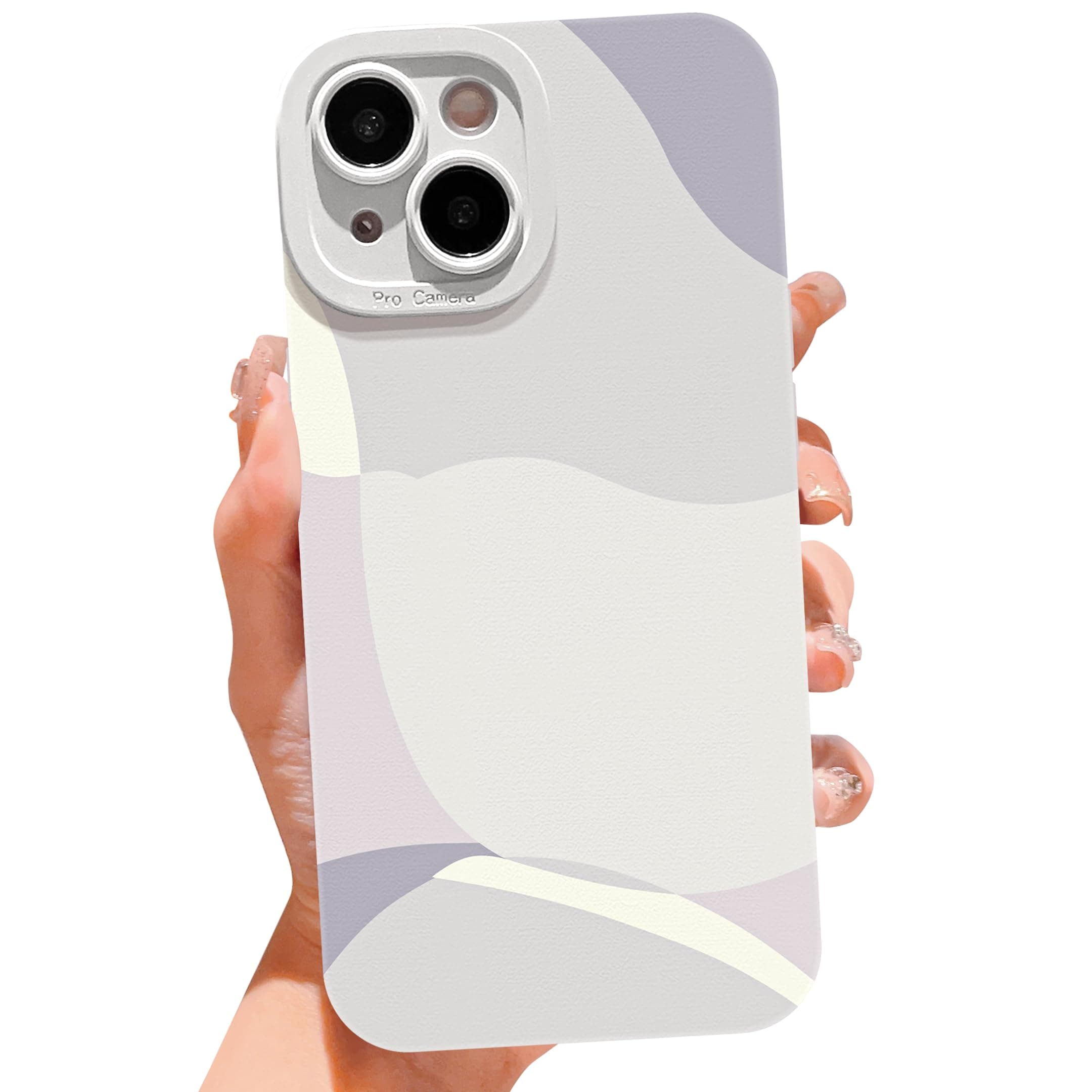 YKCZL Compatible with iPhone 15 Plus Case 6.7 inch,Cute Painted Art Heart Pattern Full Camera Lens Protective Slim Soft Shockproof Phone Case for Women Girls-White
