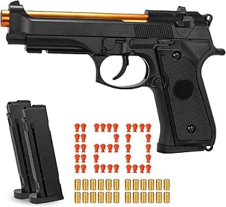 Toy Gun, Children's Soft Toy Guns, 24shells120 Soft Bullets, Empty Shell Toy Guns, Christmas and Birthday Gifts (Black)