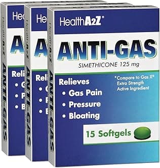Gas Relief Simethicone | 125mg | Relieves from Stomach Discomfort and Gas | Anti Flatulence | Relieves Gas Fast and Bloating (15 Counts (Pack of 3))