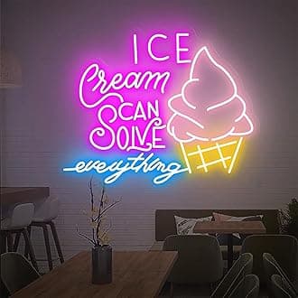 30" Ice Cream LED Neon Sign - Vibrant Retro Lighting for Home, Bar, Restaurant, Coffee Shop Wall Decor - Perfect for Christmas, Birthdays, Weddings & Parties Custom Dimmable Light Signs