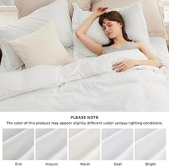 Bedsure Duvet Cover with Fitted Sheet Twin/Twin XL - Deep Pocket, Hotel Luxury Soft Double Brushed Bedding Set with Zipper Closure, 1 Duvet Cover, 1 Fitted Sheet, 1 Pillow Shams, NO Comforter, White