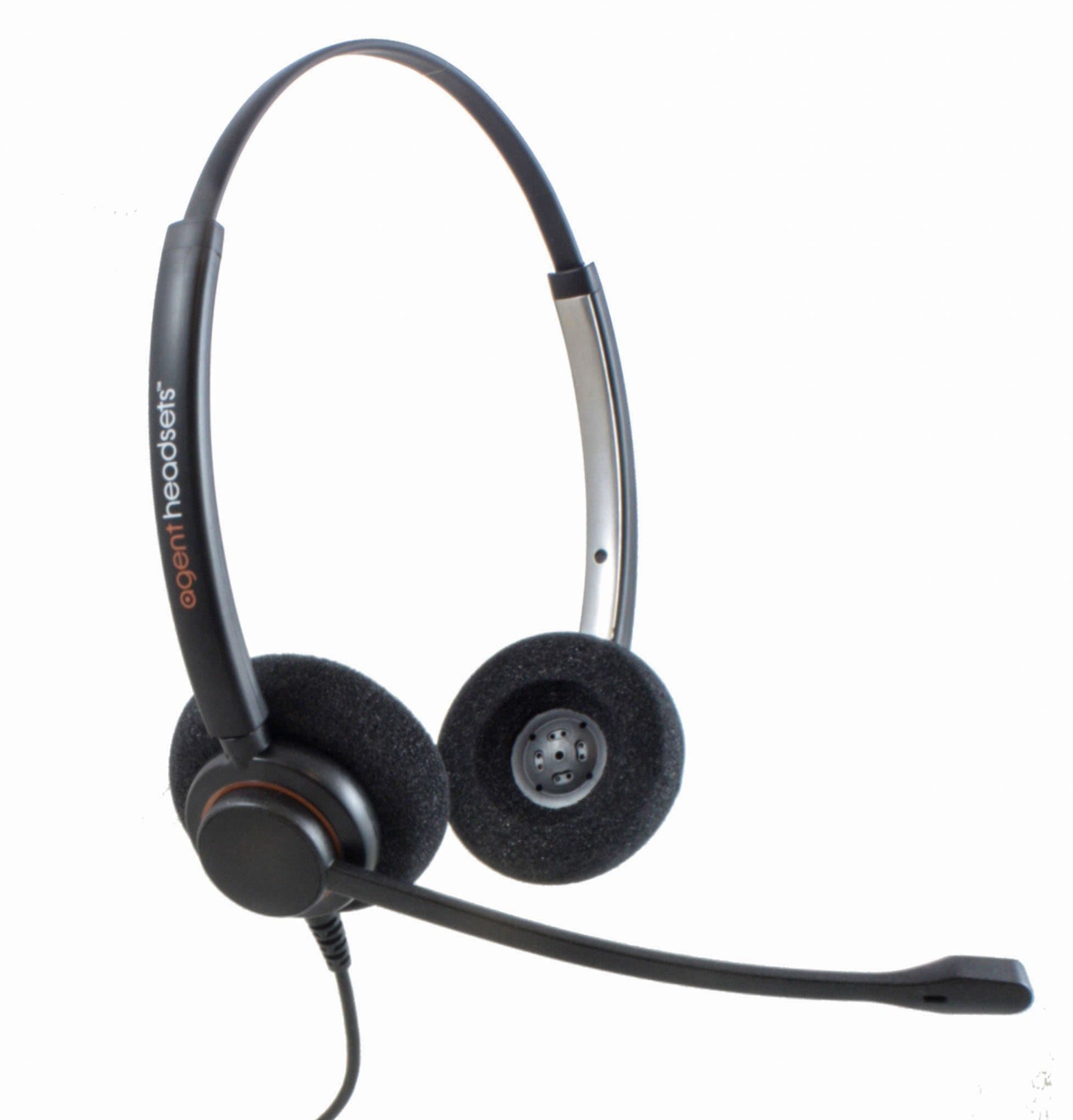Agent Professional Double Ear Noise Cancelling Office/Call Centre Headset With U10P Bottom Cable works with Mitel, Nortel, Avaya Digital, Polycom VVX, Shoretel, Aastra + Many More