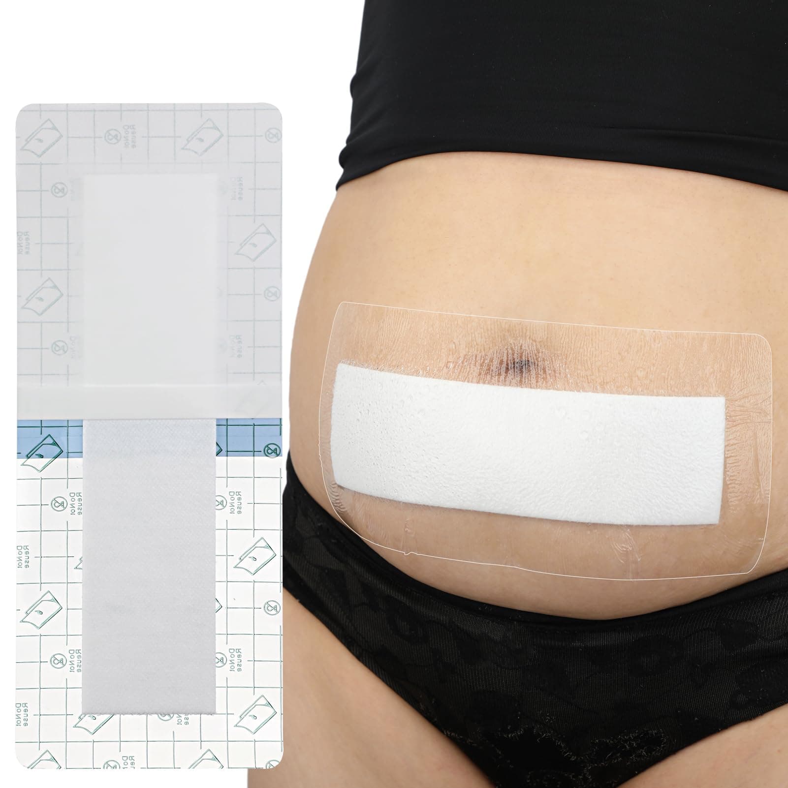 25 Pcs Waterproof C Section Shower Wound Protector 4"x10" Tummy Tuck Scar Incision Abdominal Bandage Hysterectomy Recovery Must Haves Post Surgery Dressing Cover