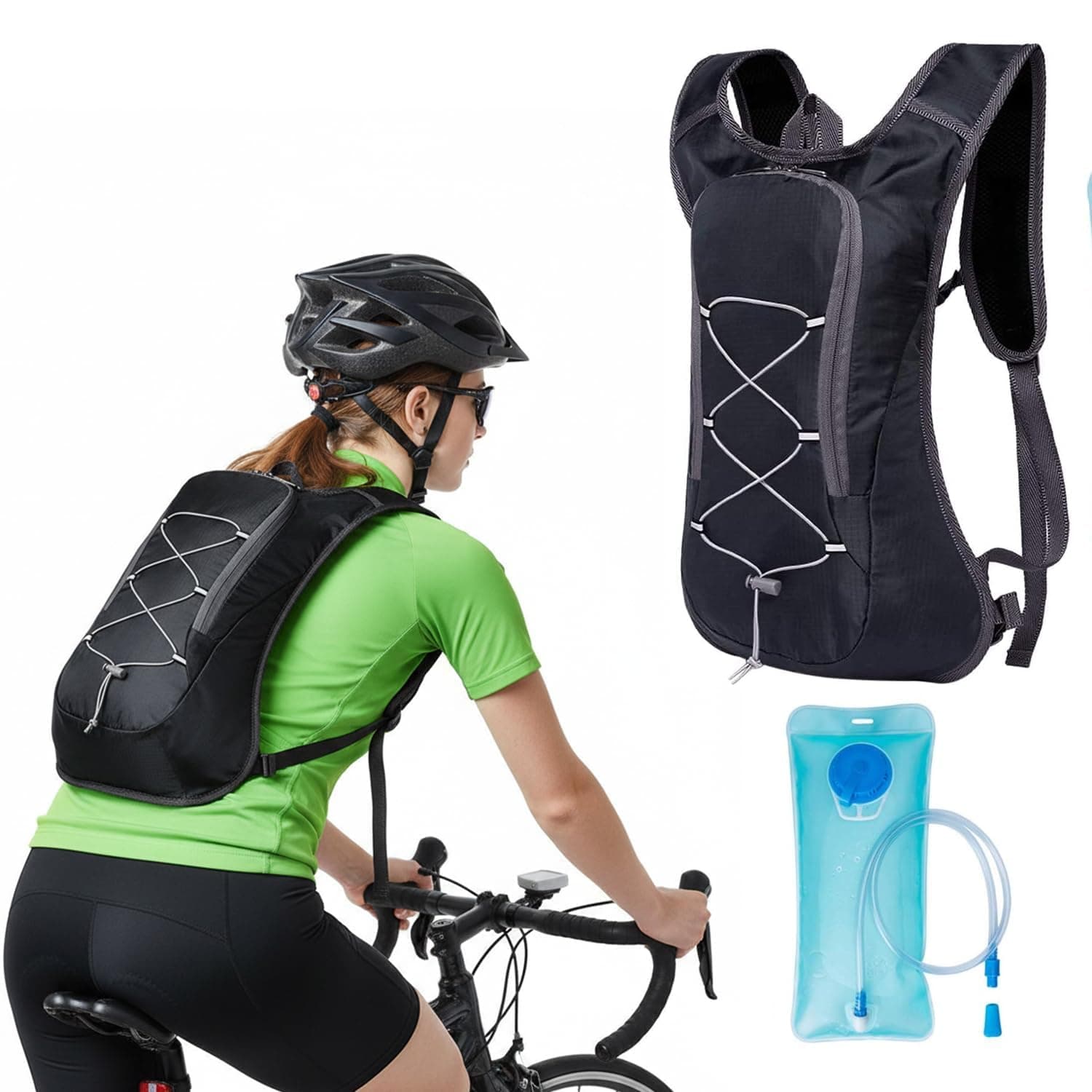 AMERTEER Hydration Backpack with 2L Water Bladder for Women Men Kids doing Outdoor Running, Hiking, Camping, Skiing, Cycling