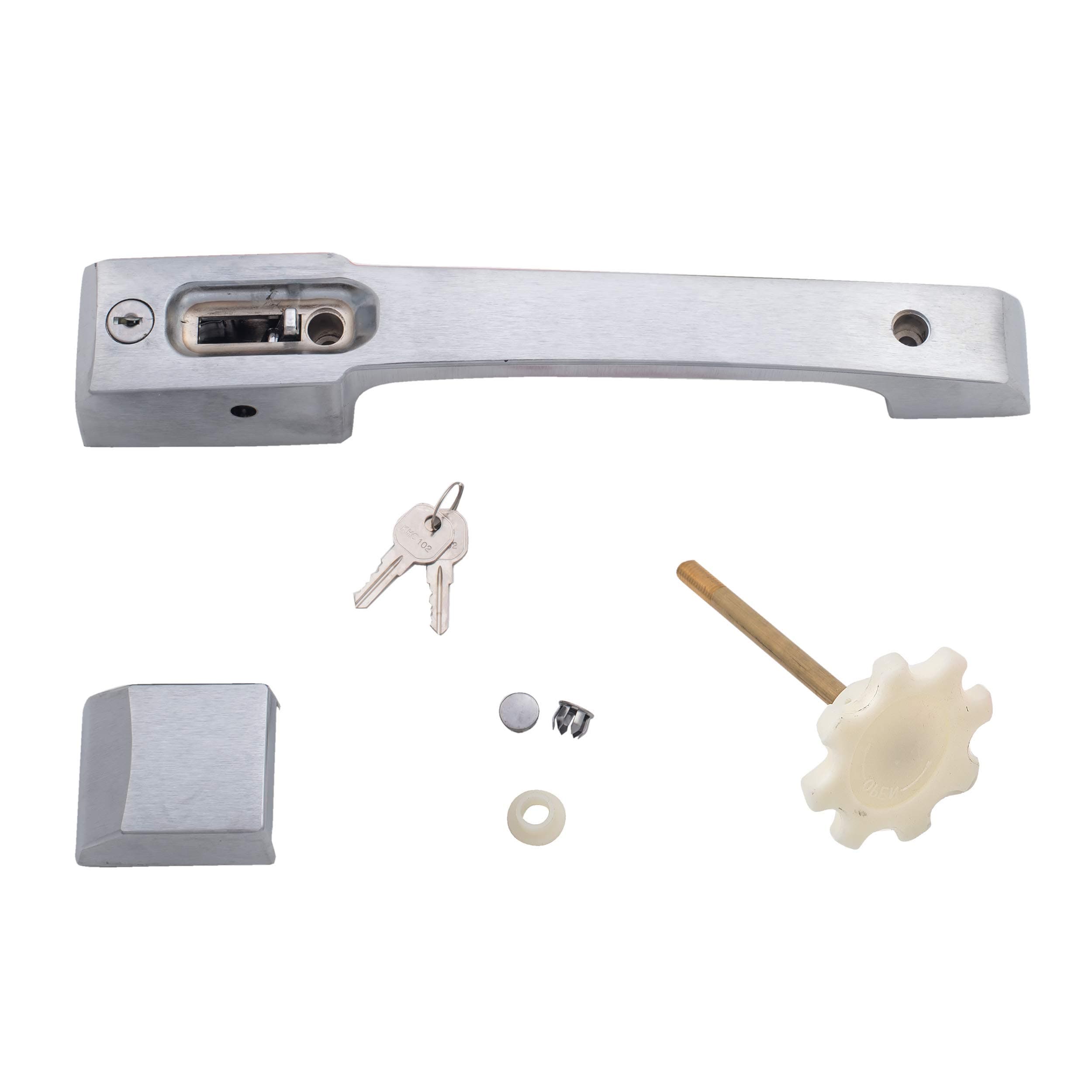 Kason0027C Deadbolt Locking Handle and Strike, Flush Offset, 4 Inch Wall Thickness, 10027C00005