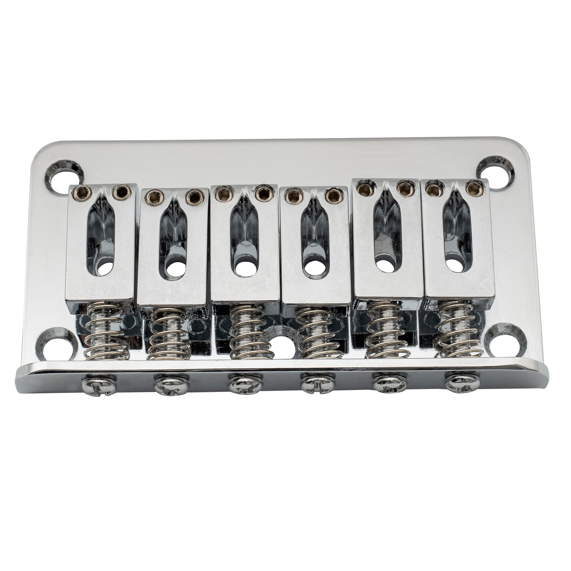 Musiclily 52.5mm Fixed Hardtail Bridge for 6 String Fender Strat Tele Electric Guitar, Chrome