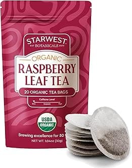 Organic Raspberry Leaf Tea - Caffeine Free Herbal Tea, Supports Wellness for Women, String Free Sachets, USDA Organic Raspberry Leaf, Non GMO - 20 Tea Bags