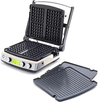 Elite 7-in-1 Multi-Function Contact Grill & Griddle, Healthy Ceramic Nonstick Aluminum, Grill & Waffle Plates, Adjustable Shade & Shear, Closed Press/Open Flat Surface, PFAS-Free, Cream White