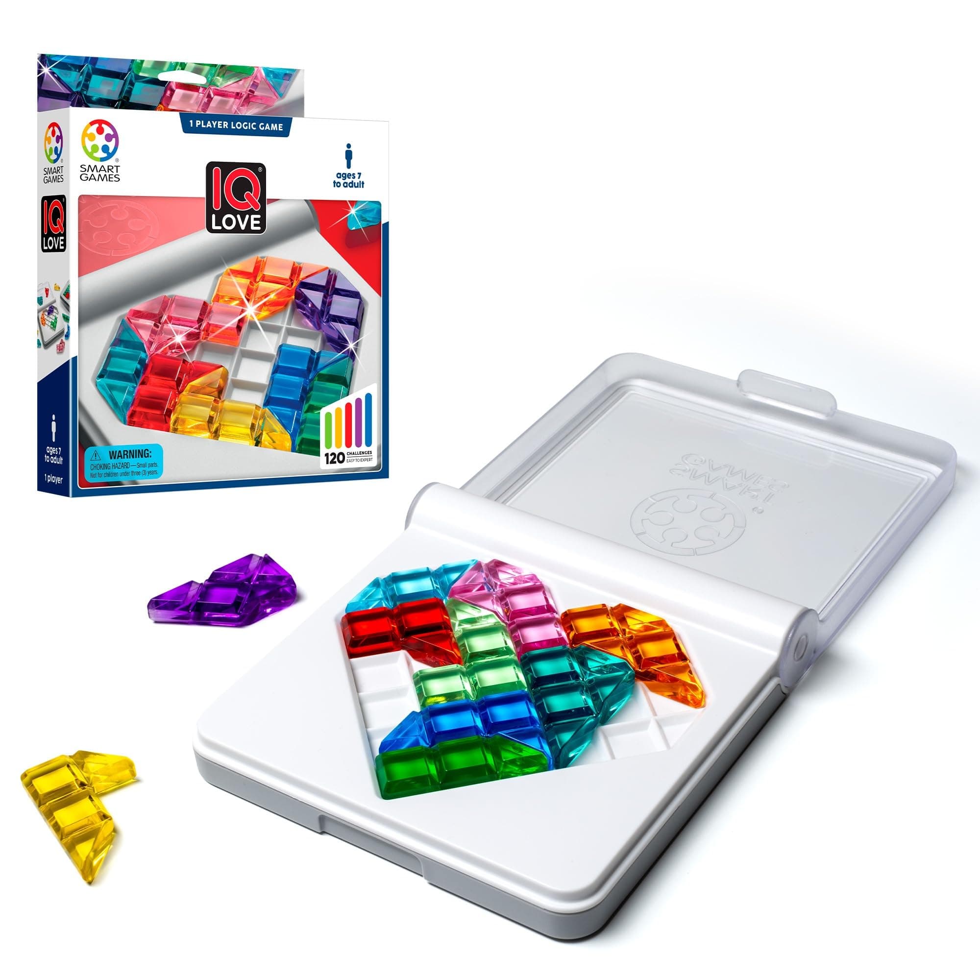 SmartGames - IQ Love, Puzzle Game with 120 Challenges, 2 Playing Modes, 7+ Years