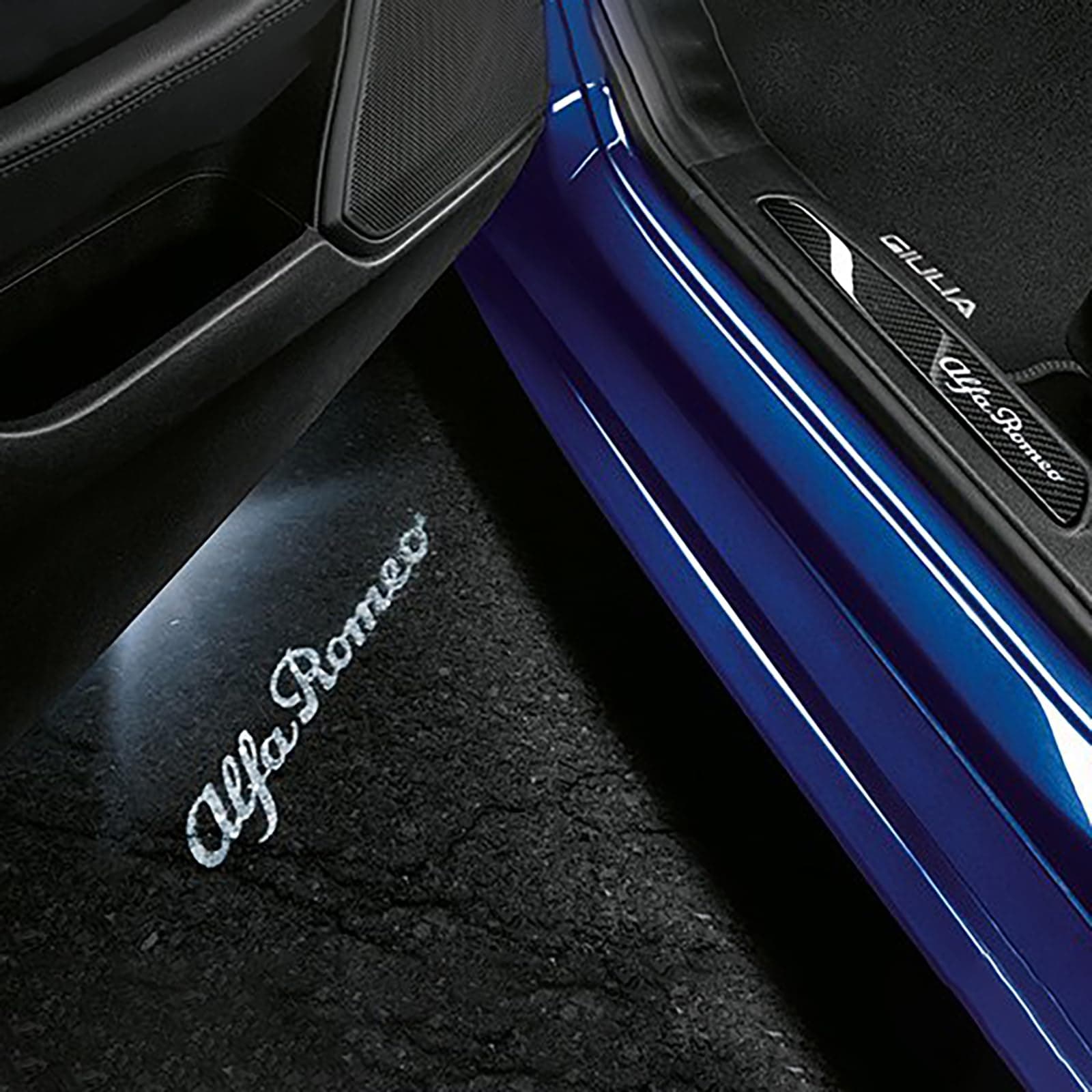 Door Lights Logo Projector Puddle Ultra-Bright Welcome Step Light,Never Fade Compatible With Alfa Romeo Giulia 952 Stelvio 949 Tonale Giulietta Accessories (White Letter)