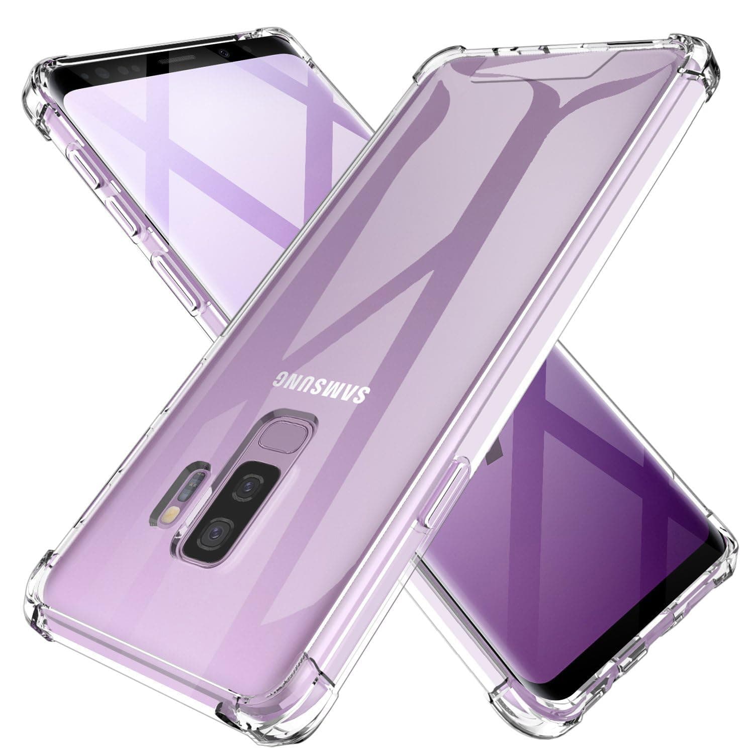 KIOMY Clear Case for Samsung Galaxy S9 Plus /S9+, Shockproof Bumper Protective Cell Phone Back Cover with Airbag Corners, 【Hybrid Design】 Hard PC Back with Flexible TPU Frame
