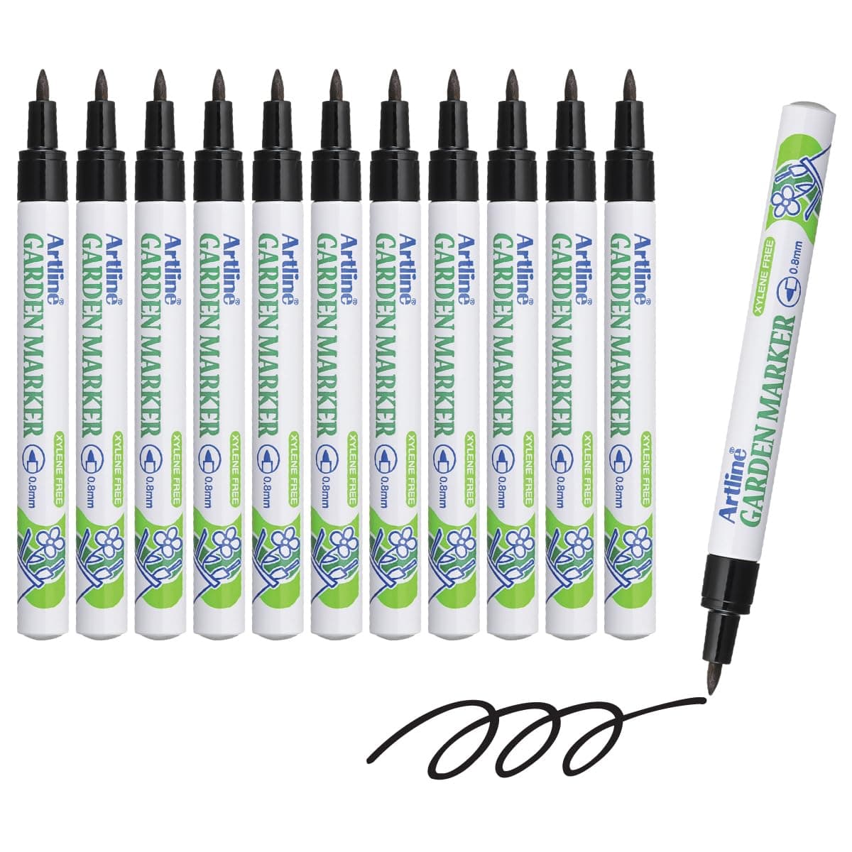 Artline Garden Markers, 0.8 mm Writing Width, Black, 12 Pack (EK-780)