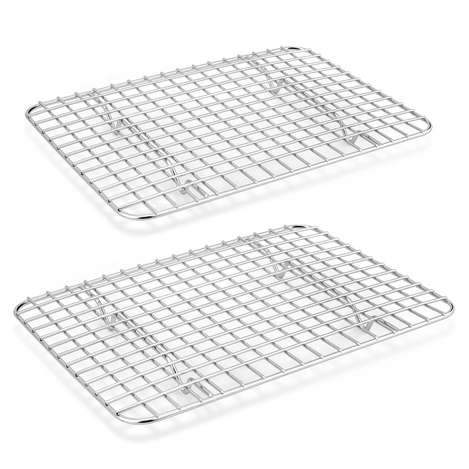 E-far Cooling Baking Rack Set of 2, Stainless Steel Grid Wire for Oven Roasting Cooking Bacon, 11.6" x 9.2" Grilling Broiling for Cooling Cookie Cake, Non-toxic & Dishwasher Safe