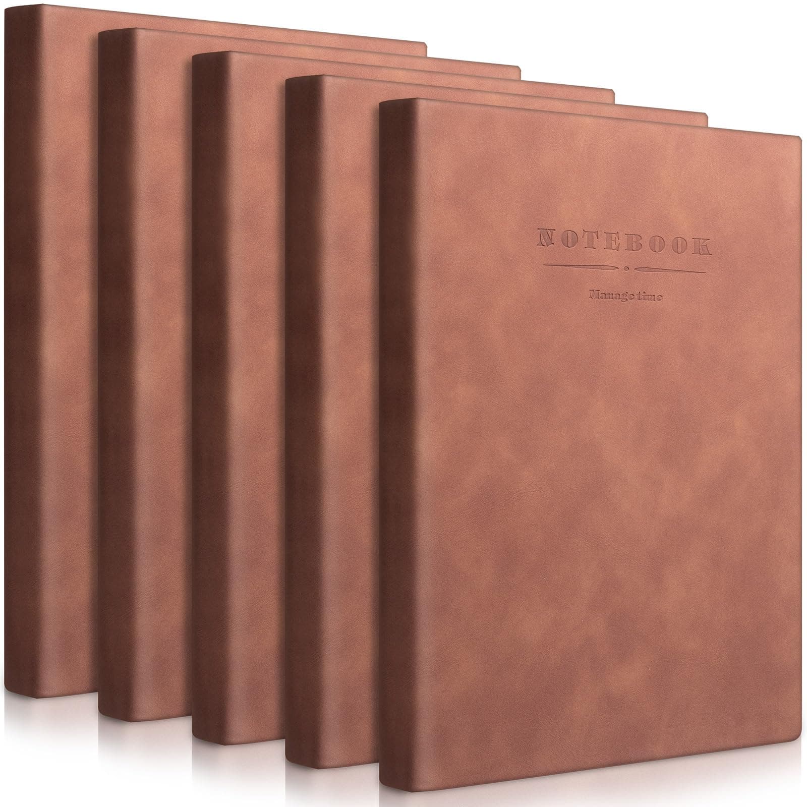5 Pack A4 Notebooks Large Journal 360 Pages Leather Softcover Hardcover Notebooks Thick Paper Lined Note Writing Notepad for Travel Office School Business, 8.5'' x 11''(Brown)