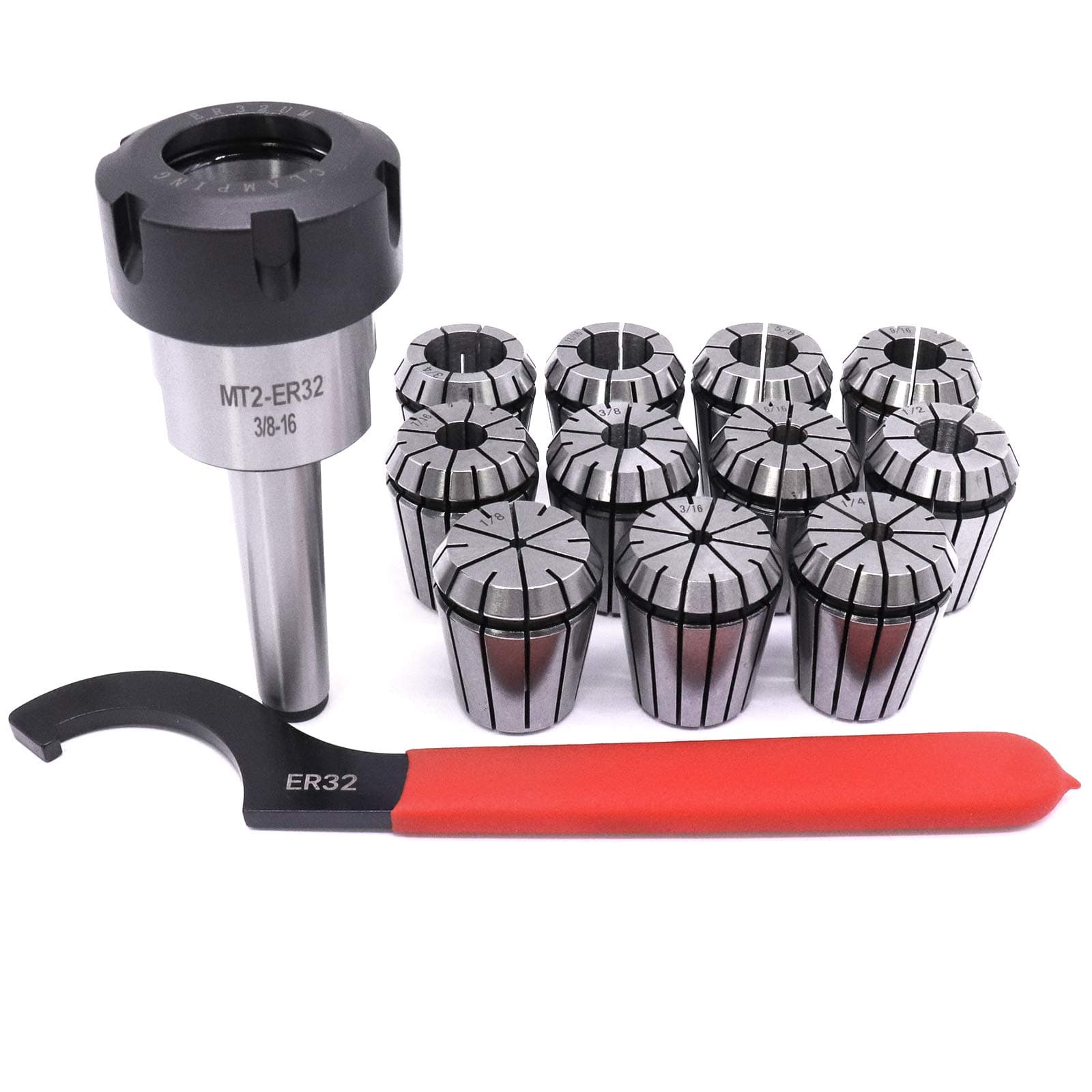 MT2 Shank With 11PC ER32 Collet Set ER32 Chuck & Spanner For Milling Machine