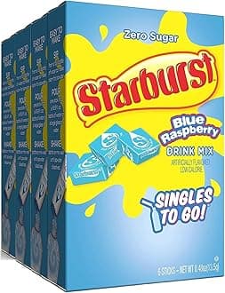 Starburst Blue Raspberry Singles To Go Drink Mix, 0.59 OZ, 6 CT (Pack of 4)