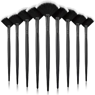 9 Pieces Facial Fan Mask Brushes, Soft Facial Applicator Brushes Tools for Peel Glycolic Makeup for Mud Cream(Black with White)