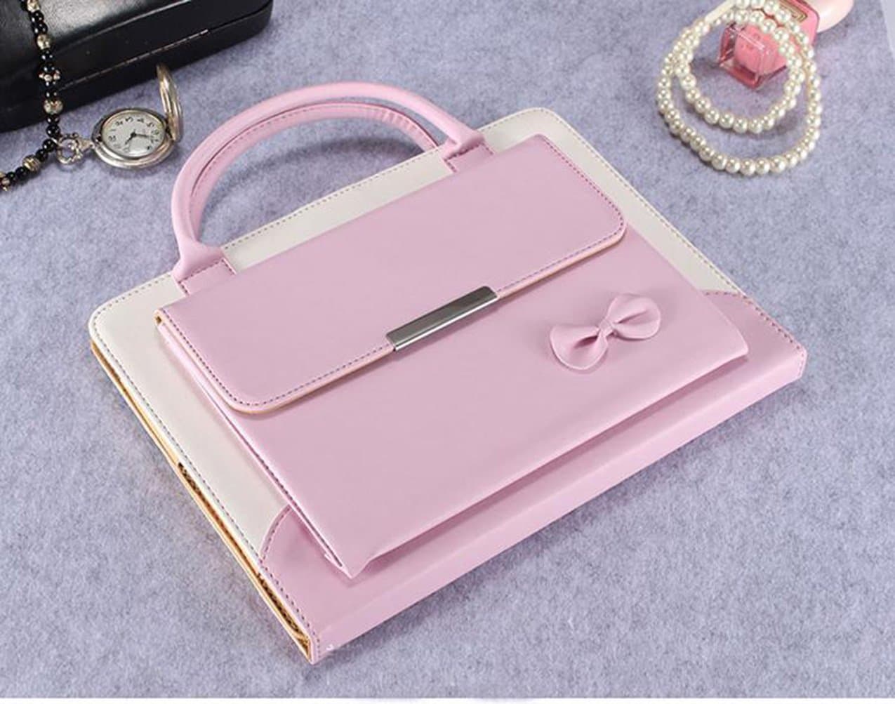 (Sleeping Bear) Apple iPad Mini 4 Case Cover, Portable Handbag style iPad Case, Fashion colourful Bowknot Girly Design Pattern PU Leather Stand Flip Case Cover/Tablet Case --Pink
