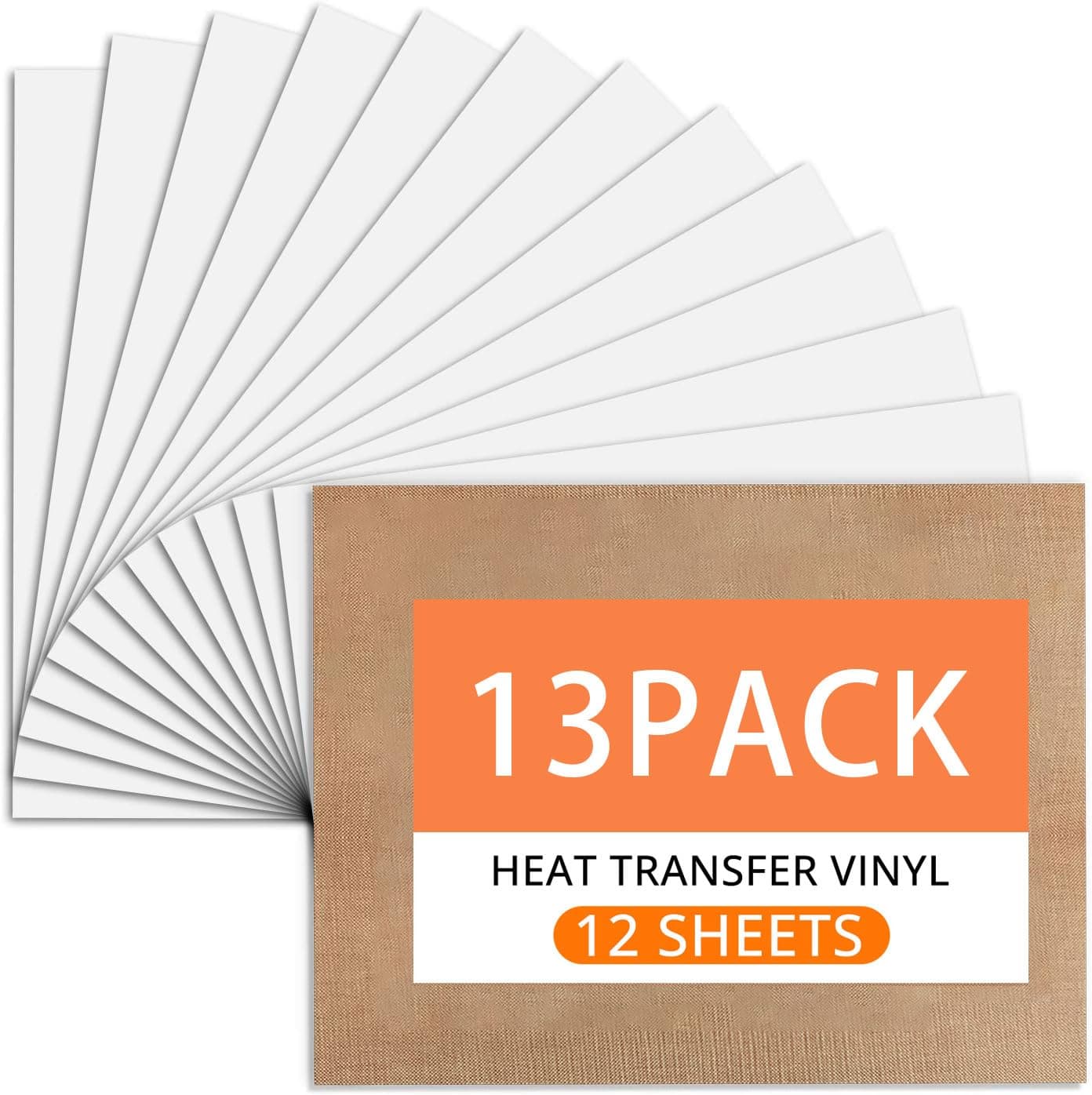 White HTV Heat Transfer Vinyl Bundle: 13 Pack 12" x 10" White Iron on Vinyl for T-Shirt, Heat Transfer Vinyl for Silhouette Cameo or Heat Press Machine