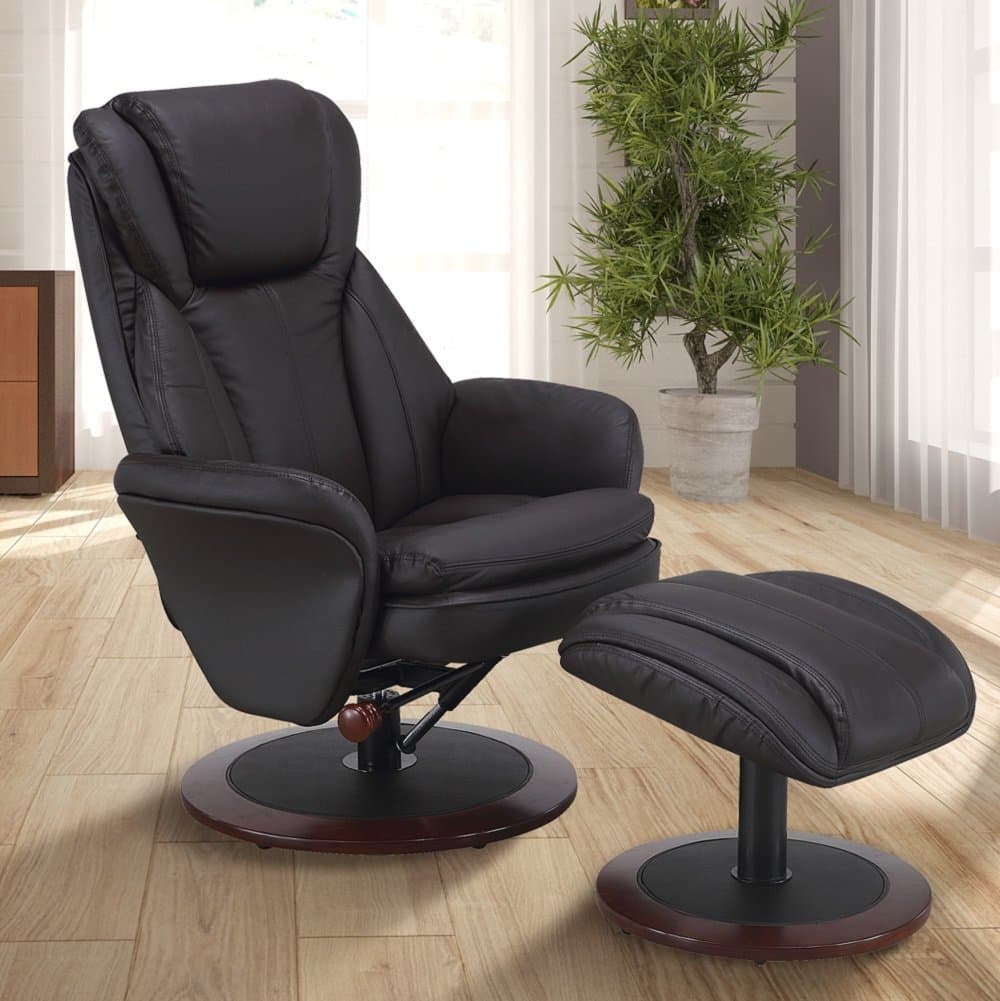 Mac Motion Recliner and Ottoman in Java Leather Norway (Brown)