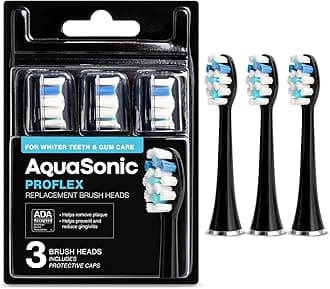 AquaSonic ProFlex Brush Head Replacement 3-Pack - Upgraded ProFlex Brush Heads For Improved Plaque Removal