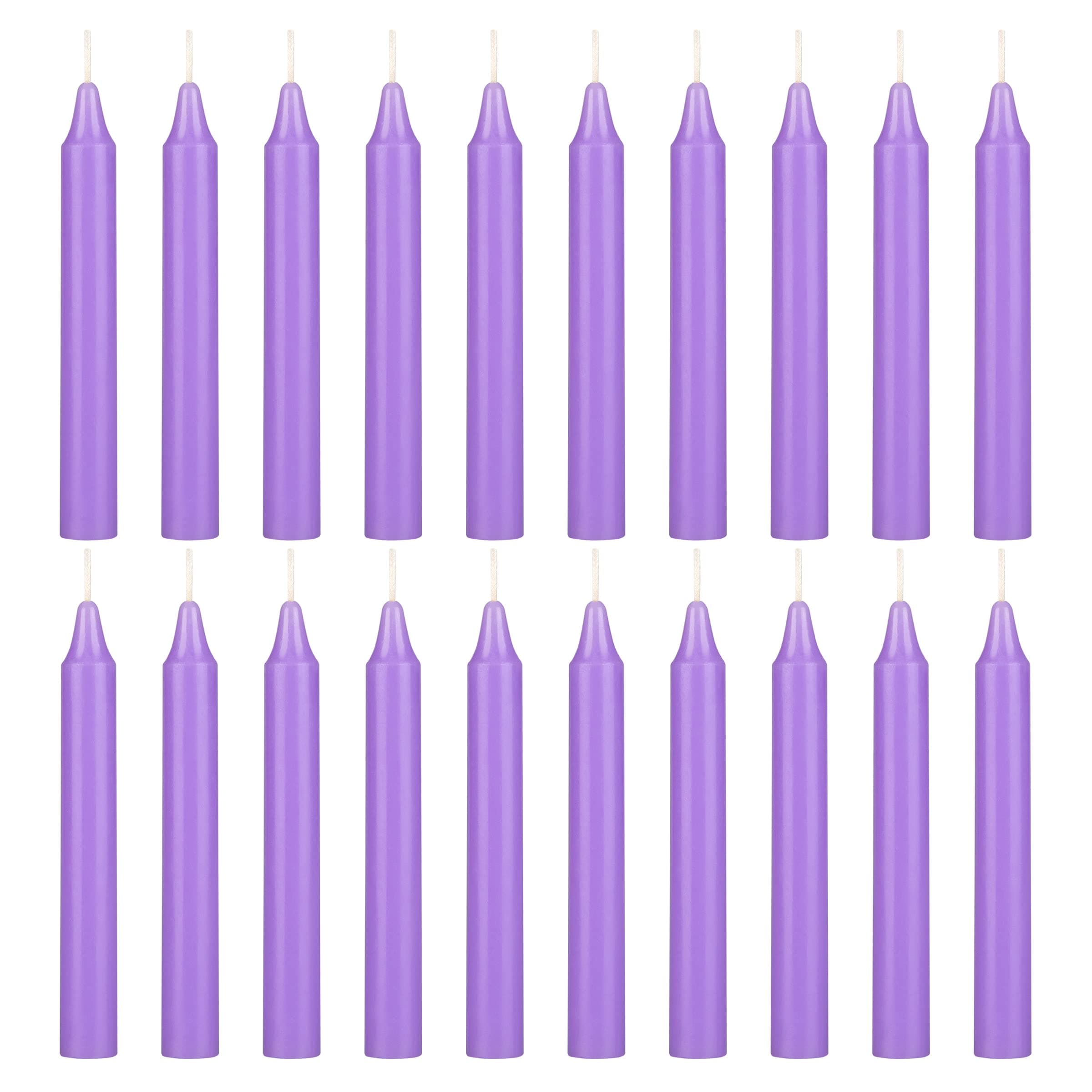 Mega Candles 20 pcs Unscented Lavender Exquisite Mini Taper Spell Candles, 4 Inch Tall x 1/2 Inch Diameter, Magic Chimes, Enchantment, Casting Rituals, Witchcraft, Wiccan, Altar, Metaphysical