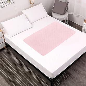 Waterproof Mattress Pad, Incontinence Bed Pads Washable, Slip Resistant Washable Underpads (52"x34"), Absorbent Reusable Protector for Bedwetting, Children, Pets, Seniors, Pink