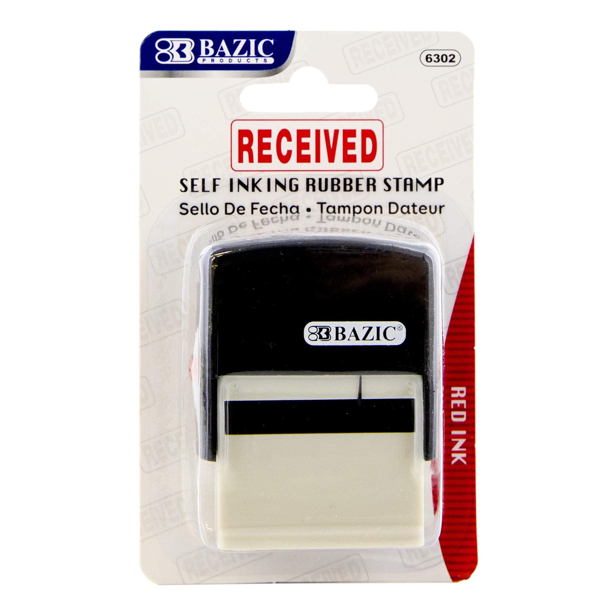 BAZIC Received Self Inking Rubber Stamp (Red Ink), Stamp Impression Size 1.41" x 0.47", Great for Office, Shipping, Receiving, Accounting, Expiration, Due Dates, 1-Pack